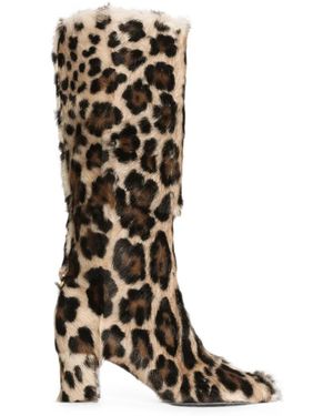 Dolce & Gabbana Leopard-Print Boots - White