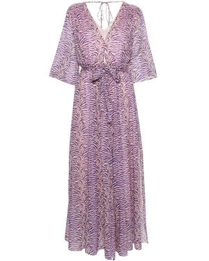 forte_forte Zebra-Print Belted Maxi Dress - Purple