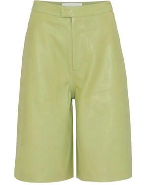 Remain Manu Leather High-Waisted Shorts - Green