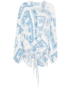 The Attico Paisley Asymmetric Dress - Blue