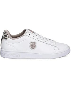 K-swiss Court Shield Ii Leopard-Print Panelled Sneakers - White