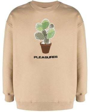 Pleasures Spike Embroidery Rib-Trimmed Sweatshirt - Natural
