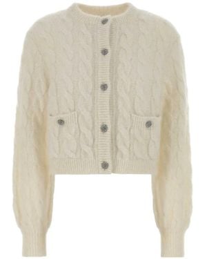 Alessandra Rich Cable-Knit Cardigan - White