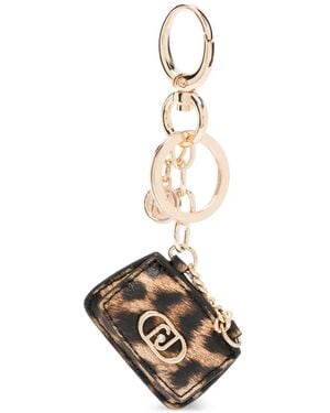 Liu Jo Lapuffy Animal-Print Logo Keyring - White