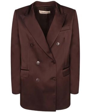 Blanca Vita Peak-Lapel Double-Breasted Jacket - Brown