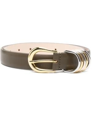 DEHANCHE Hollyhock-Plated Leather Belt - White