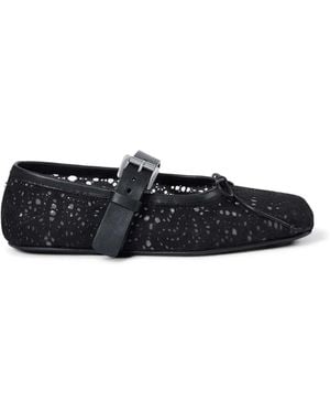 Ann Demeulemeester Zoey Lace-Effect Leather Ballet Flats - White