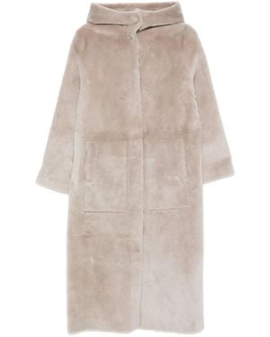 Simonetta Ravizza Kapuzenmantel aus Faux Shearling - Natur