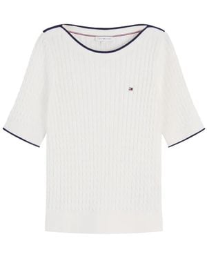 Tommy Hilfiger Jersey De Punto De Ochos Y Manga Corta - Blanco
