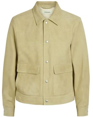 FRAME Suede Panelled Jacket - Green