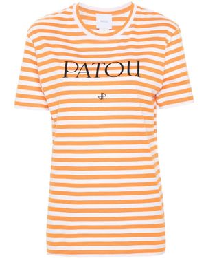 Patou T-Shirt Rayé À Logo Imprimé - Orange