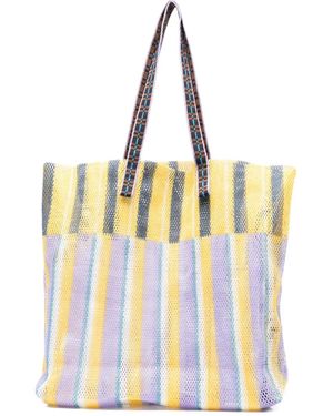 Epice Kanpur Striped Mesh Tote Bag - Yellow