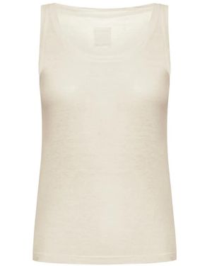 120% Lino Slub-Texture Tank Top - White