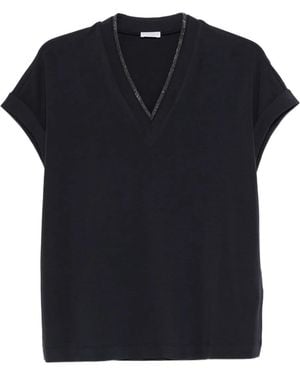 Brunello Cucinelli V-Neck T-Shirt - Black
