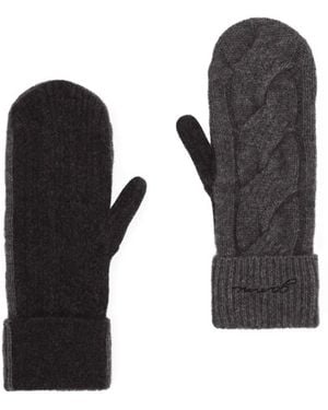 Ganni Cable-Knit Mittens - Black