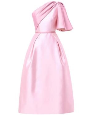 Rami Al Ali Draped Asymmetrical-Top Pleated Midi Dress - Pink