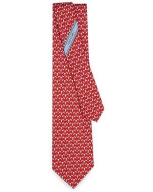 Ferragamo Club-Print Silk Tie - Red