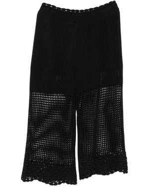 IRO Crochet-Knit Scalloped-Hem Trousers - Black