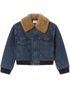 FRAME Veste À Col En Peau Lainée - Blue