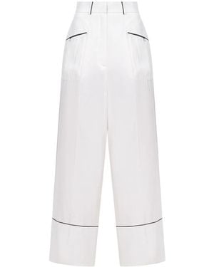 A.M.G Piped-Trim Trousers - White