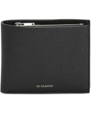 Jil Sander Grained Embossed Logo Leather Wallet - Black
