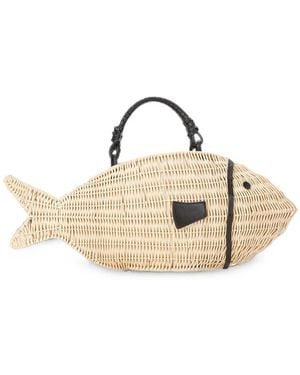 STAUD Cleo Fish-Shape Tote Bag - Natural