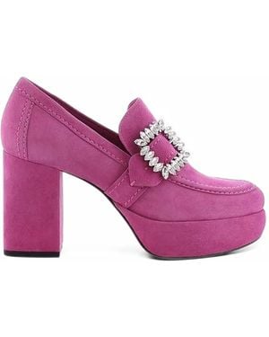 Kennel & Schmenger Indie Crystal-Buckle Platform Pumps - Purple
