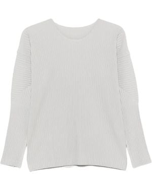 Homme Plissé Issey Miyake T-Shirt Plissé À Manches Longues - White
