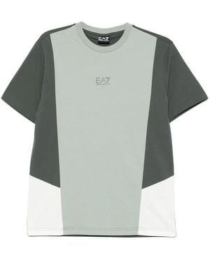 EA7 Jersey T-Shirt Met Colourblocking - Groen