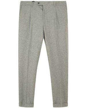 Barba Napoli Naples Pleated Turn-Up Pants - Grey