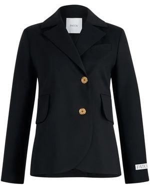 Patou Belted Twill Blazer - Black