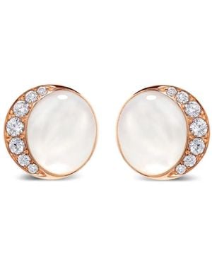 David Morris Runde 18Kt Fortuna Rotgoldohrringe Mit Diamanten - Weiß