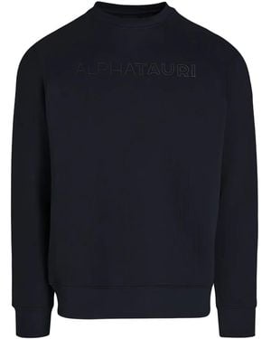 ALPHATAURI Embossed-Logo Crew-Neck Sweatshirt - Blue
