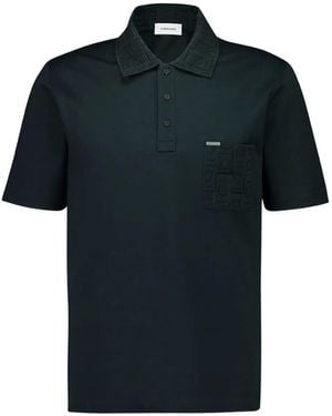 Ferragamo Kurzärmeliges Poloshirt mit Kragenstickerei - Schwarz