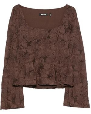 ROTATE BIRGER CHRISTENSEN Floral-Appliqué Blouse - Brown