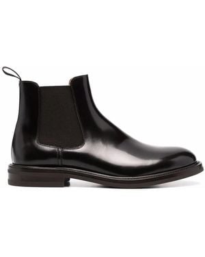 SCAROSSO Eric Glossy Leather Boots - Black