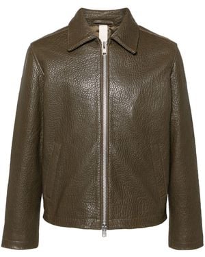 sunflower Embossed Leather Jacket - Green
