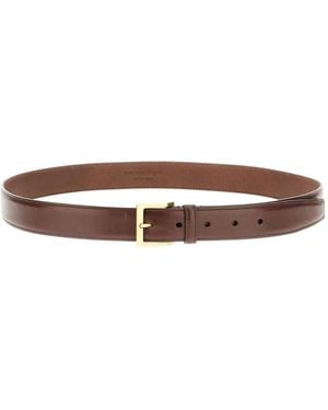 Saint Laurent Leather Buckle Belt - Brown