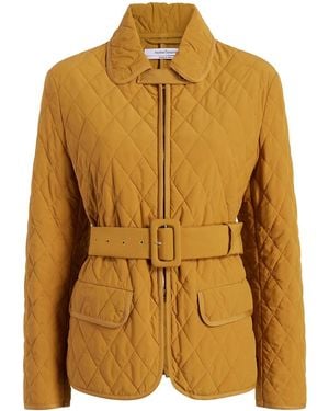 Another Tomorrow Diamond-Quilted Belted Puffer Jacket - Yellow