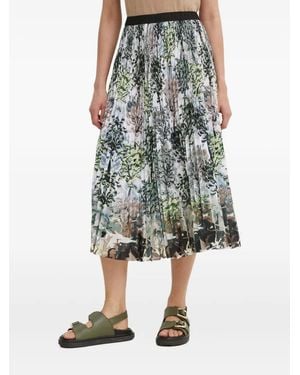 Munthe Pleated Tree-Print Midi Skirt - Natural