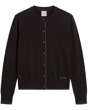 Calvin Klein Logo-Embroidered Button-Up Cardigan - Black