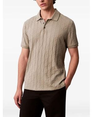 Calvin Klein Embossed Short-Sleeve Polo Shirt - Grey