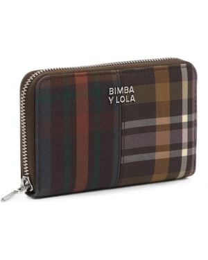 Bimba Y Lola Medium Coated Chocolate Tartan Wallet - Nero