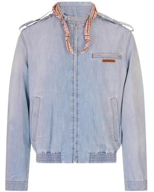 Marni Epaulette-Detail Zip-Up Jacket - Blue
