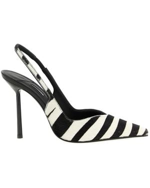 Le Silla Zebra-Pattern Stiletto Slingback Heeled Court Shoes - White