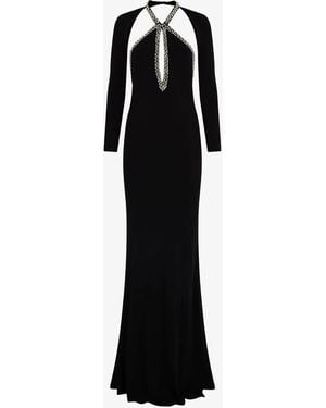 Roberto Cavalli Crystal-Embellished Evening Gown - Black