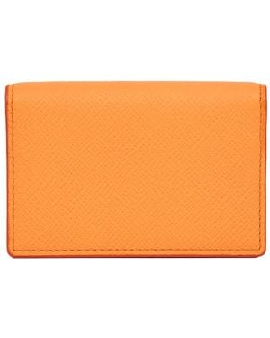 Smythson Panama Snap-Closure Folded Card Case - Orange