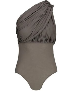 Rick Owens Lido Draped Asymmetric Bodysuit - Gray