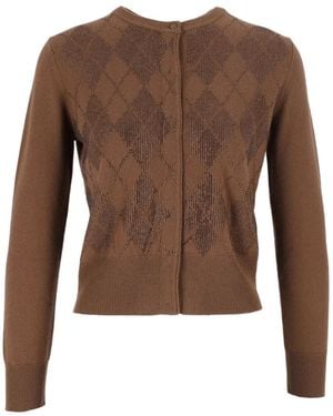 Max Mara Giovane Argyle-Knit Cardigan - Brown