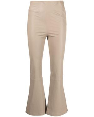 DESA NINETEENSEVENTYTWO Cropped-Leg Flared Leather Trousers - Natural